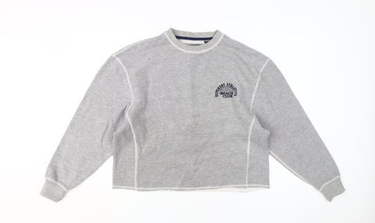 Womens UK 12 Regular Superdry Grey Pullover Sweatshirt
