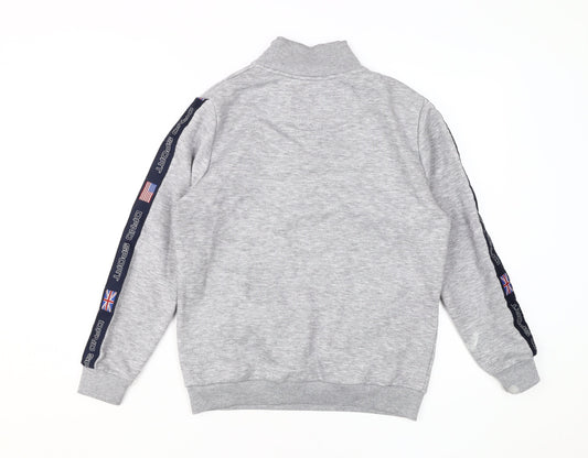 DFND Boys Grey Henley Sweatshirt, 13 Years, 1/2 Zip, Logo