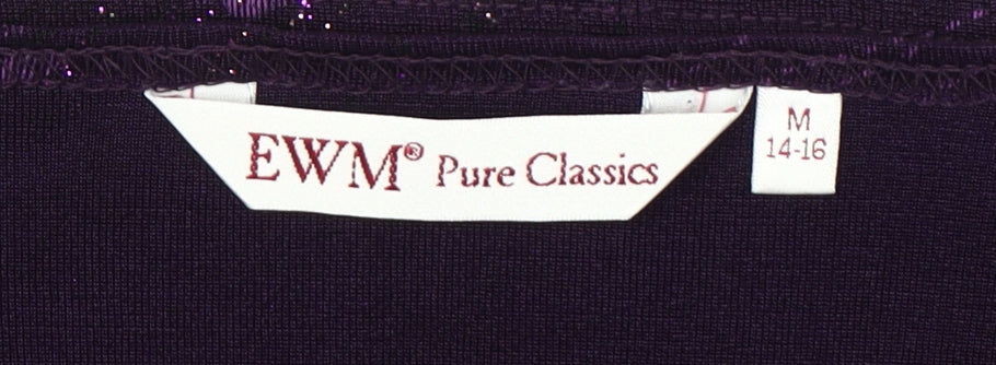 EWM Purple Floral Glitter Women's T-Shirt Size 14