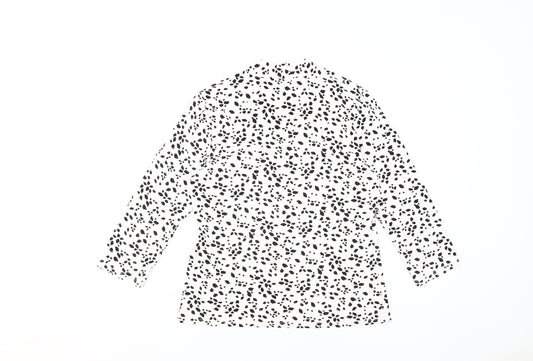 Hobbs Women's White Animal Print Blouse, M, V-Neck