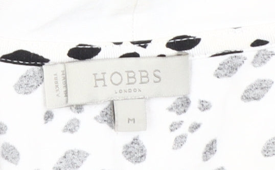 Hobbs Women's White Animal Print Blouse, M, V-Neck