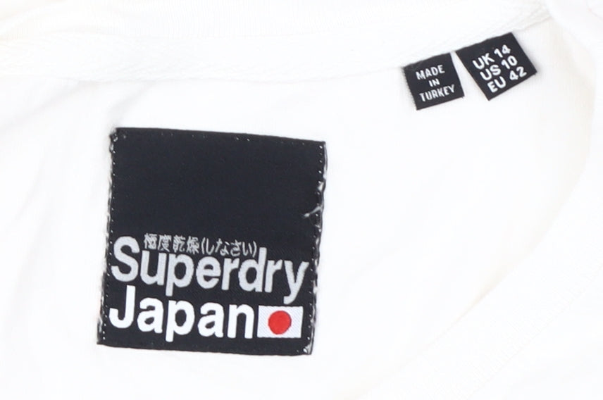 Superdry Women's White Sporty Graphic T-Shirt, Size 14