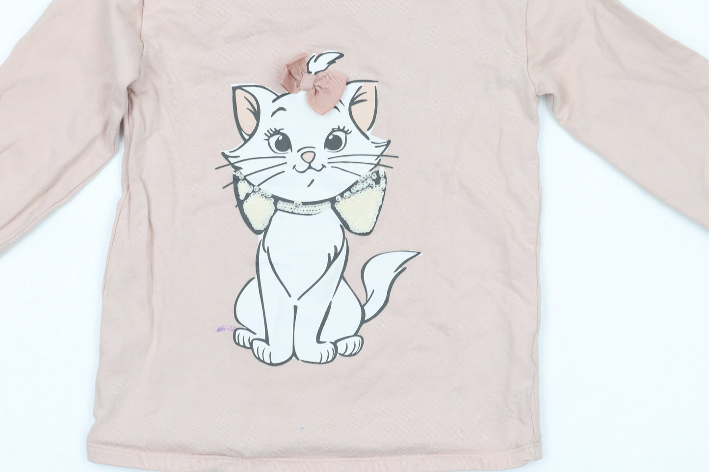 Additional view of Disney Classics girls’ pink sweatshirt, 5-6 years, sequin cat design