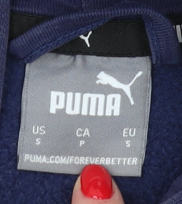 Puma Men's Blue Full Zip Hoodie - Small, Logo Accent