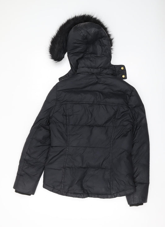 Womens UK Size 8 Regular Jack Wills Black Nylon Jacket