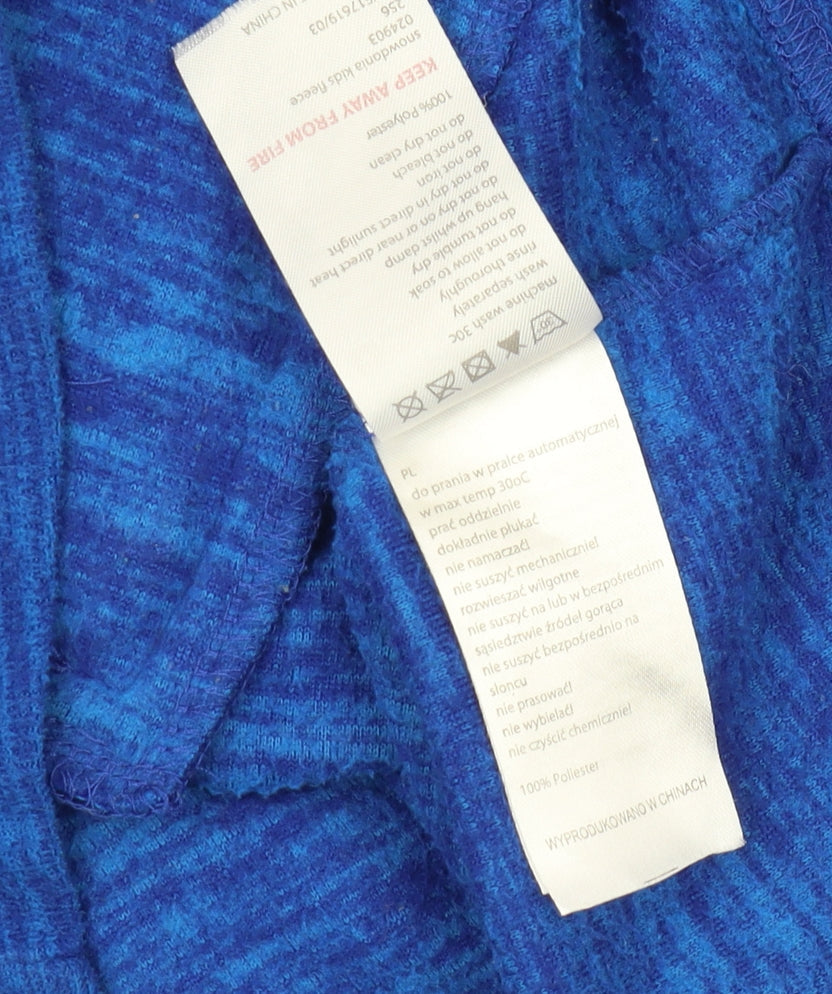 Brand and care label for Mountain Warehouse boys’ blue basic jacket 14-15y - full zip