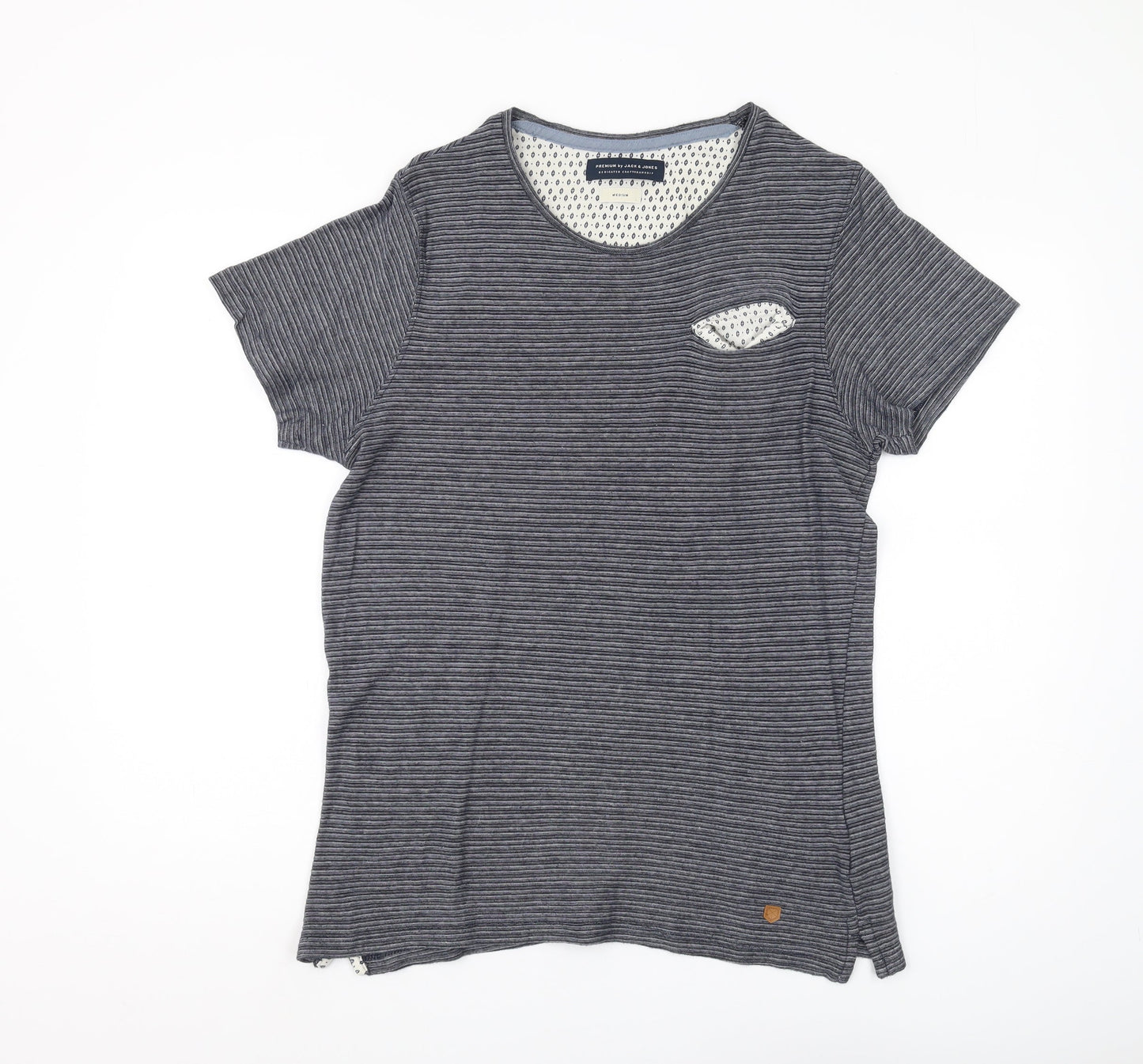 Jack & Jones Men's Blue Striped T-Shirt, M, Casual Wear