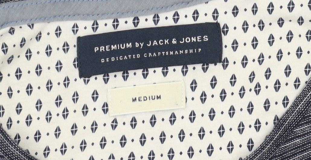 Jack & Jones Men's Blue Striped T-Shirt, M, Casual Wear