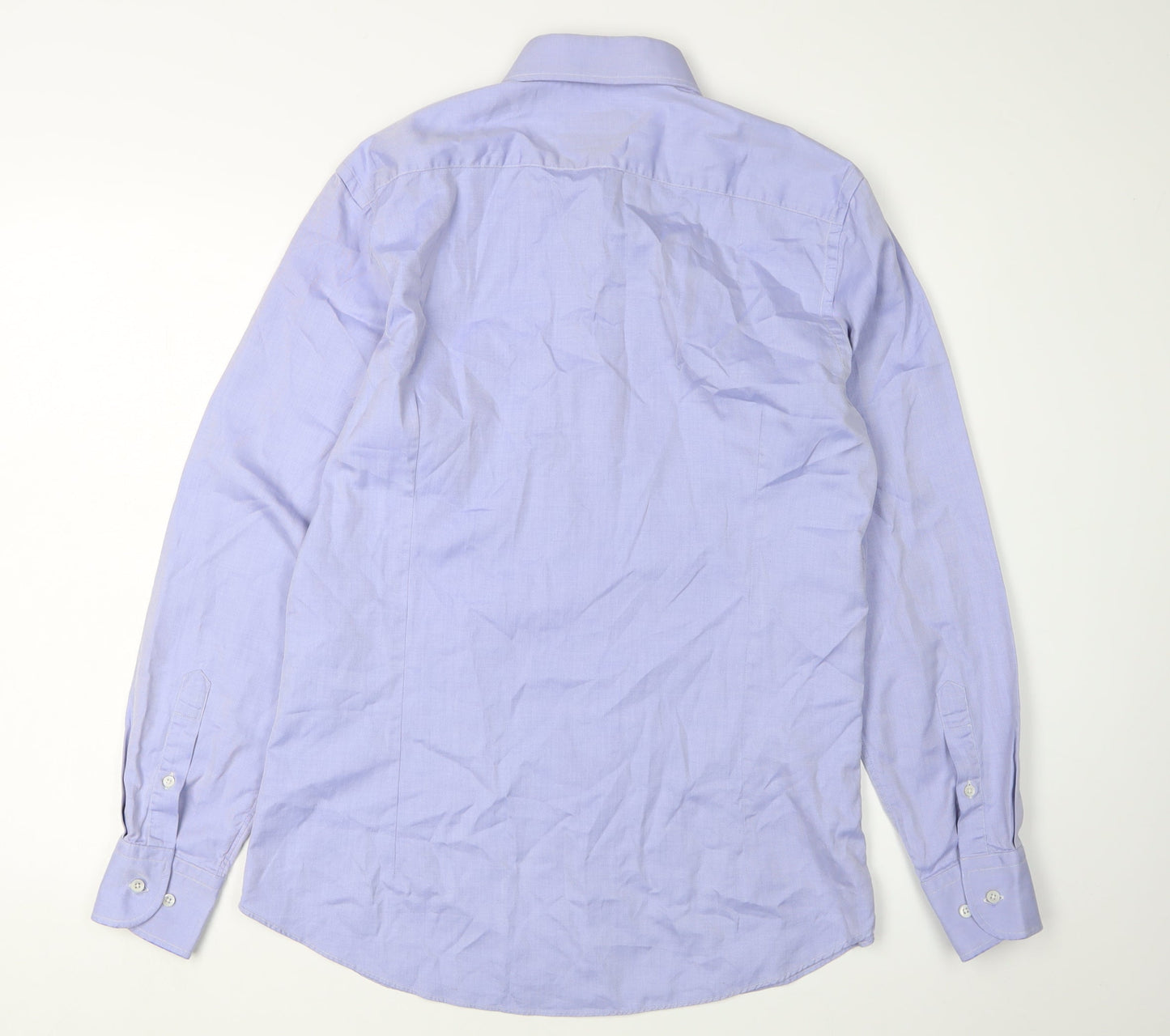 Massimo Dutti Men's Blue Slim Fit Dress Shirt 41 Long Sleeve