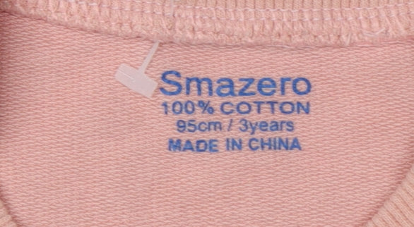 Close-up detail of Smazero Pink Unicorn girls’ long sleeve t-shirt 3 years
