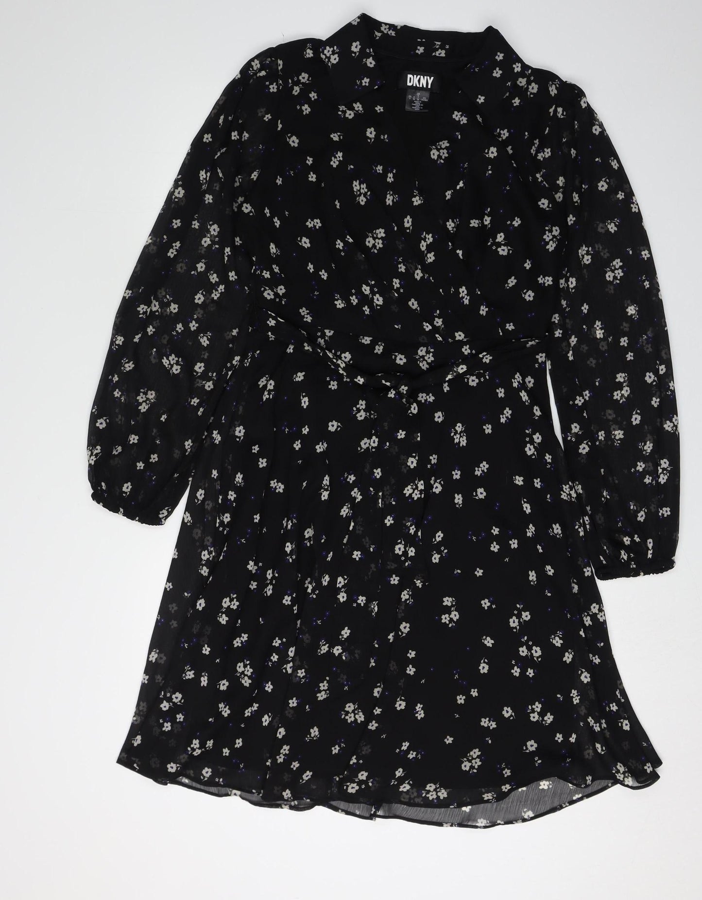 DKNY Women's Black Floral A-Line Dress, Size 8
