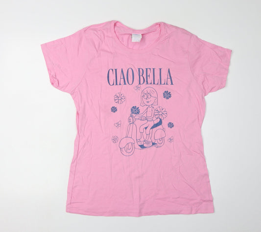 Womens UK Size L Disney Pink 100% Cotton T-Shirt