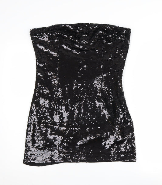 Superdry Women's Black Sequin Strapless Camisole Size 14
