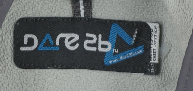 Brand and care label for Dare 2b boys’ grey soft shell jacket 11-12 years