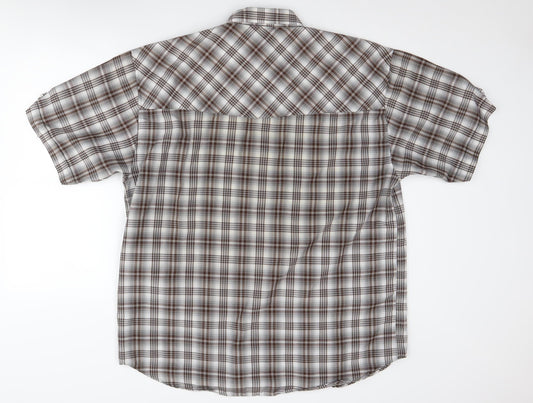 Trespass Men's Brown Check Regular Fit Button-Up Shirt