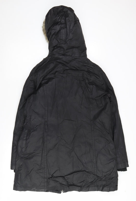 Mango Women's Black Parka Jacket L Relaxed Fit
