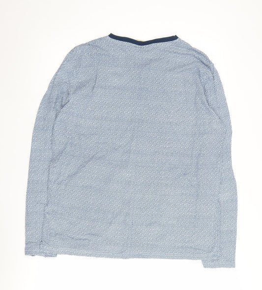 Lee Cooper Men's Blue XL V-Neck Geometric T-Shirt