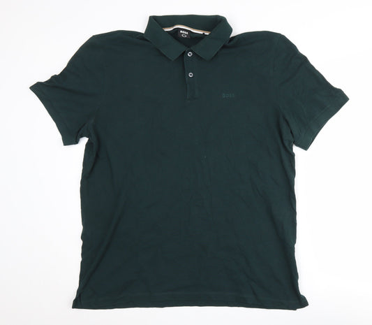 BOSS Men's Green Polo Shirt 2XL Short Sleeve Cotton