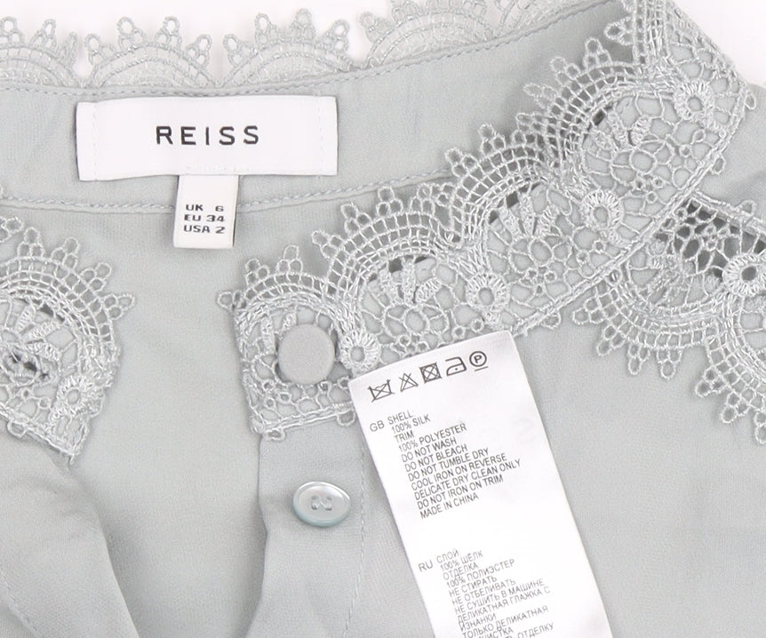 Reiss Women's Grey Silk Blouse UK 6