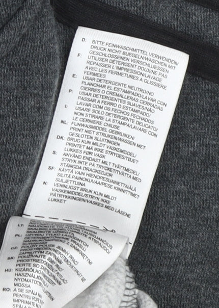 Brand and care label for Adidas boys’ grey full zip hoodie, 11-12 years, hooded, excellent