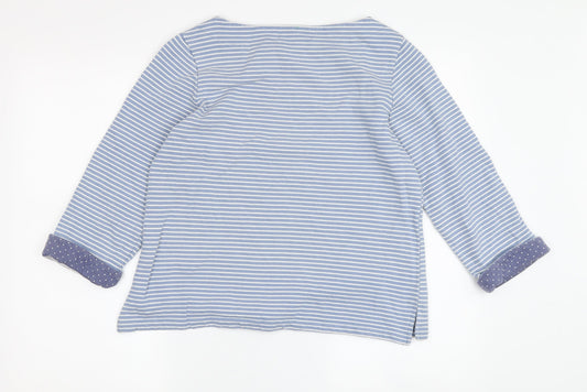 Womens UK Size S Woolovers Blue Cotton Blend Blouse