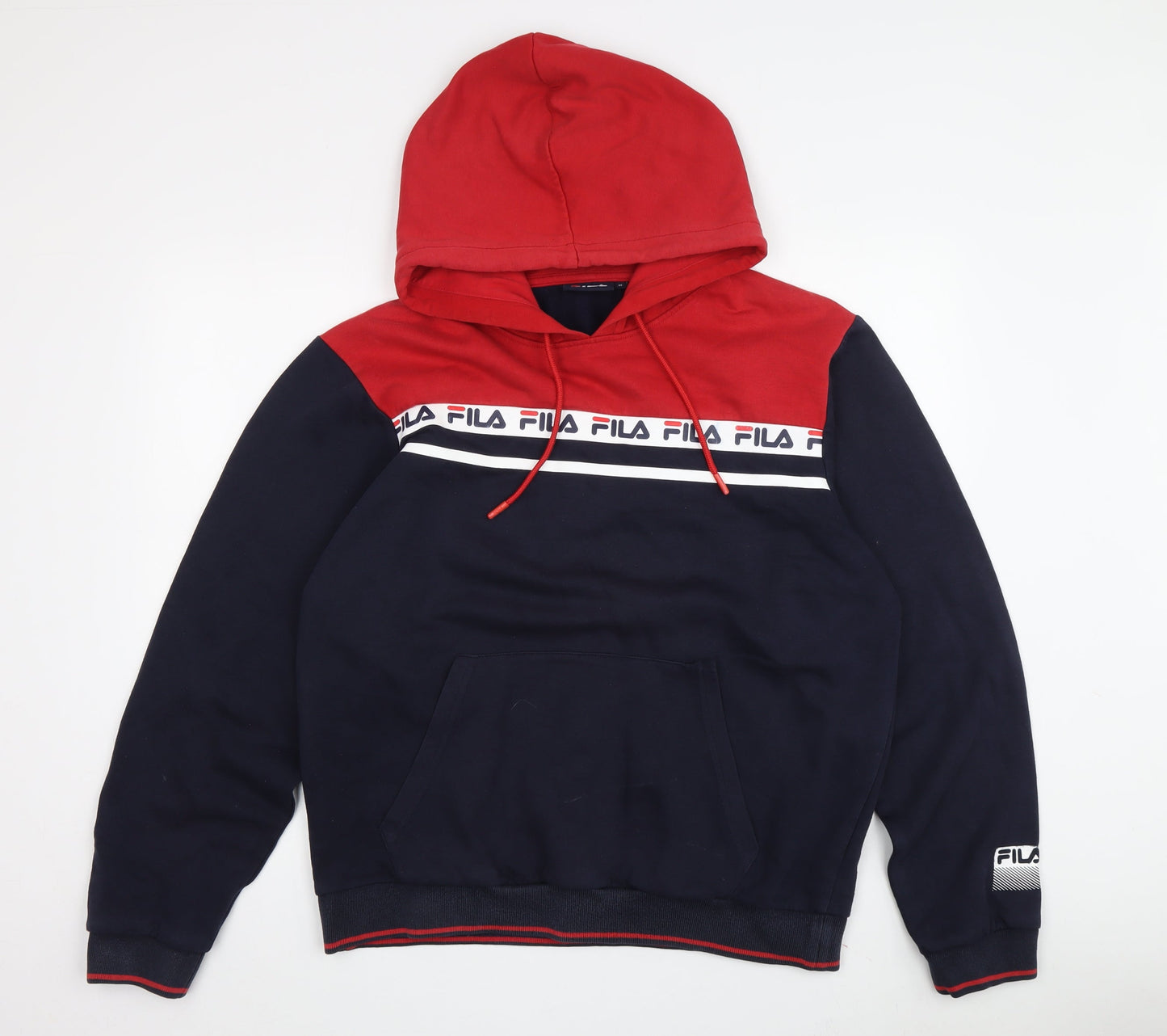 FILA Men's Red Pullover Hoodie - M College Style
