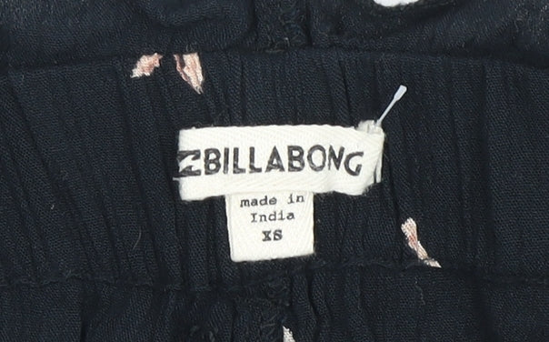 Billabong Women's Black Floral Cropped Trousers XS