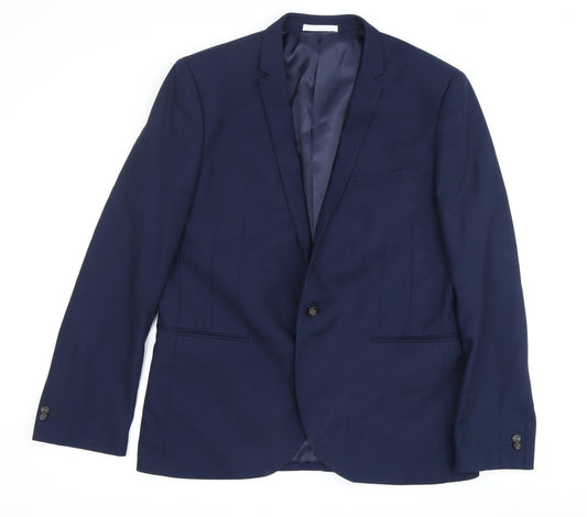 Moss London Men's Blue Slim Fit Blazer 44R