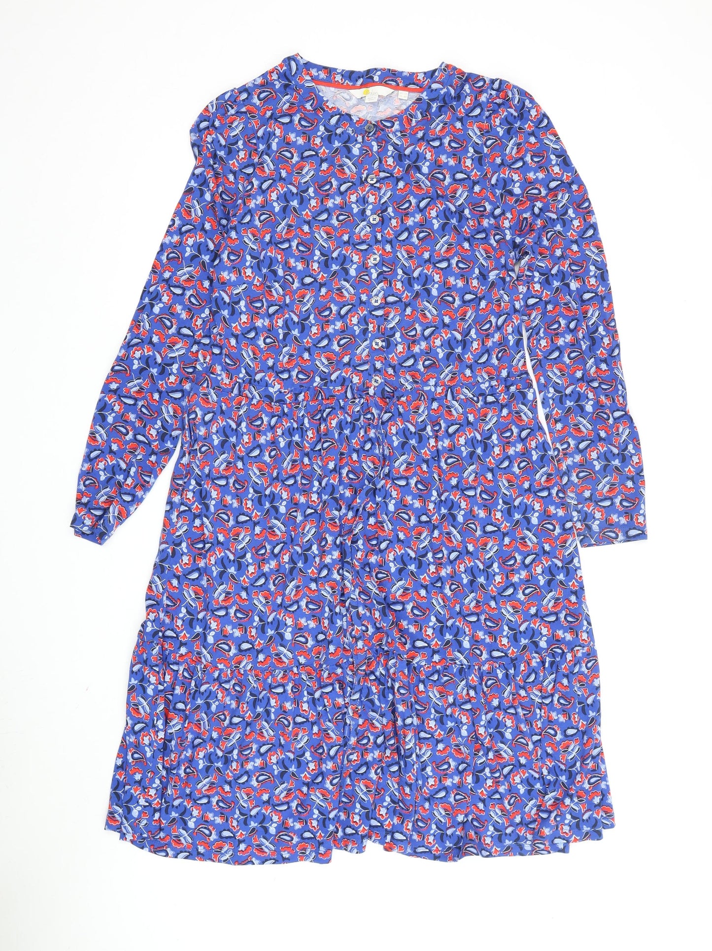 Boden Women's Blue Floral Fit & Flare Dress - Size 12