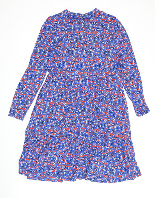 Boden Women's Blue Floral Fit & Flare Dress - Size 12