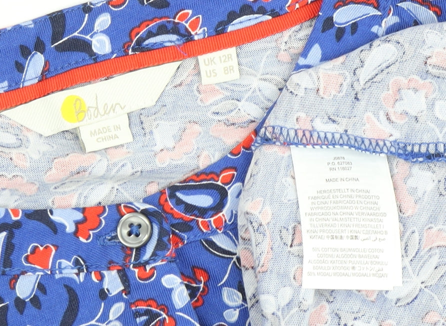 Boden Women's Blue Floral Fit & Flare Dress - Size 12