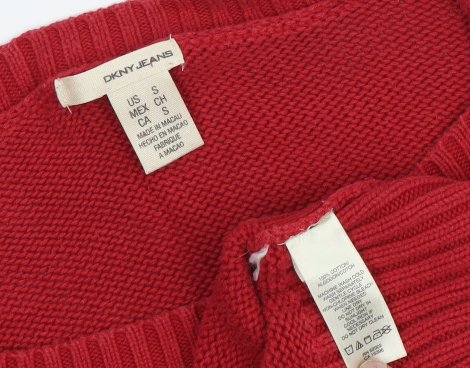 DKNY Women's Red Cotton Pullover Jumper (S)