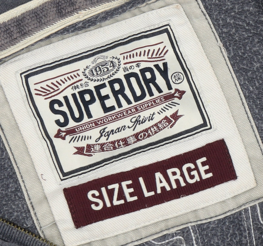 Superdry Men's Grey Full Zip Hoodie L - Logo Style