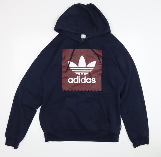 Additional front view of Adidas Men's Blue Pullover Hoodie S with Logo Graphic