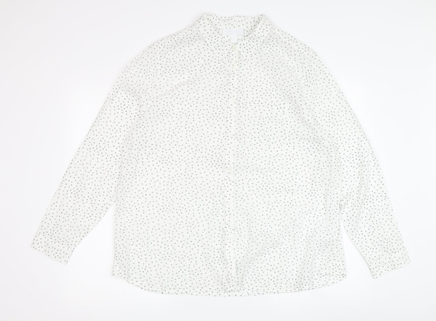 The White Company Women's White Polka Dot Button-Up Shirt