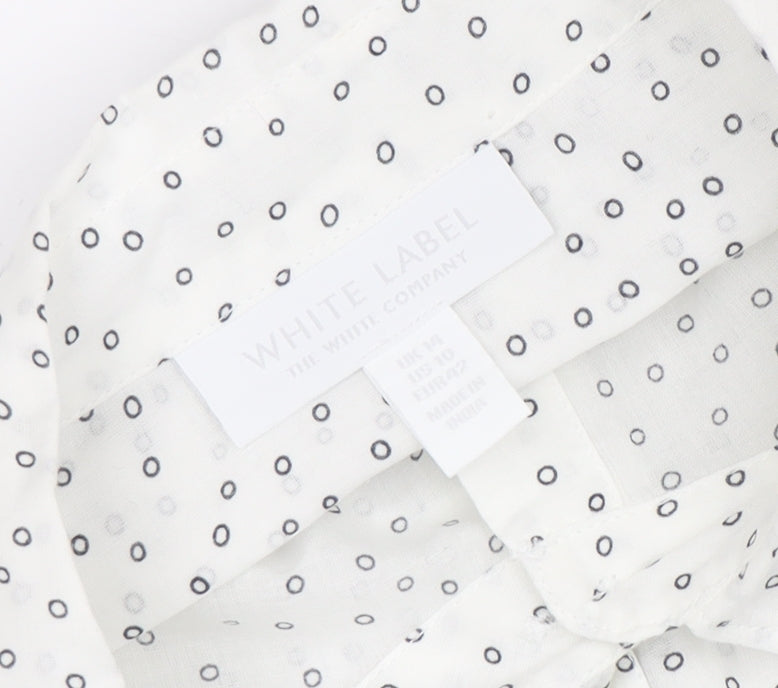The White Company Women's White Polka Dot Button-Up Shirt
