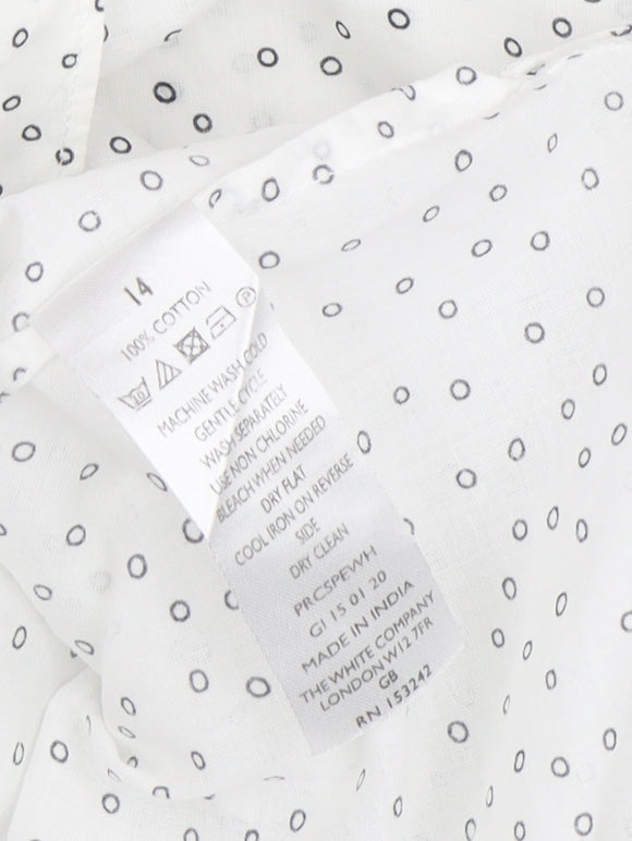 The White Company Women's White Polka Dot Button-Up Shirt