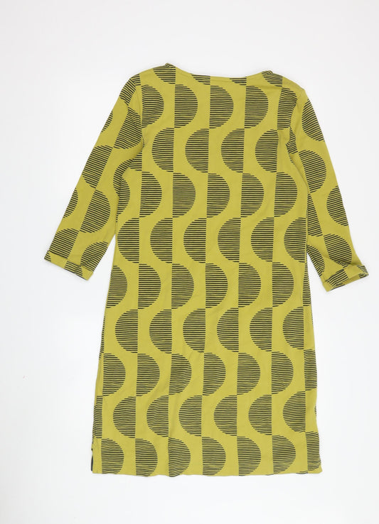 White Stuff Women's Green Geometric Shift Dress Size 10