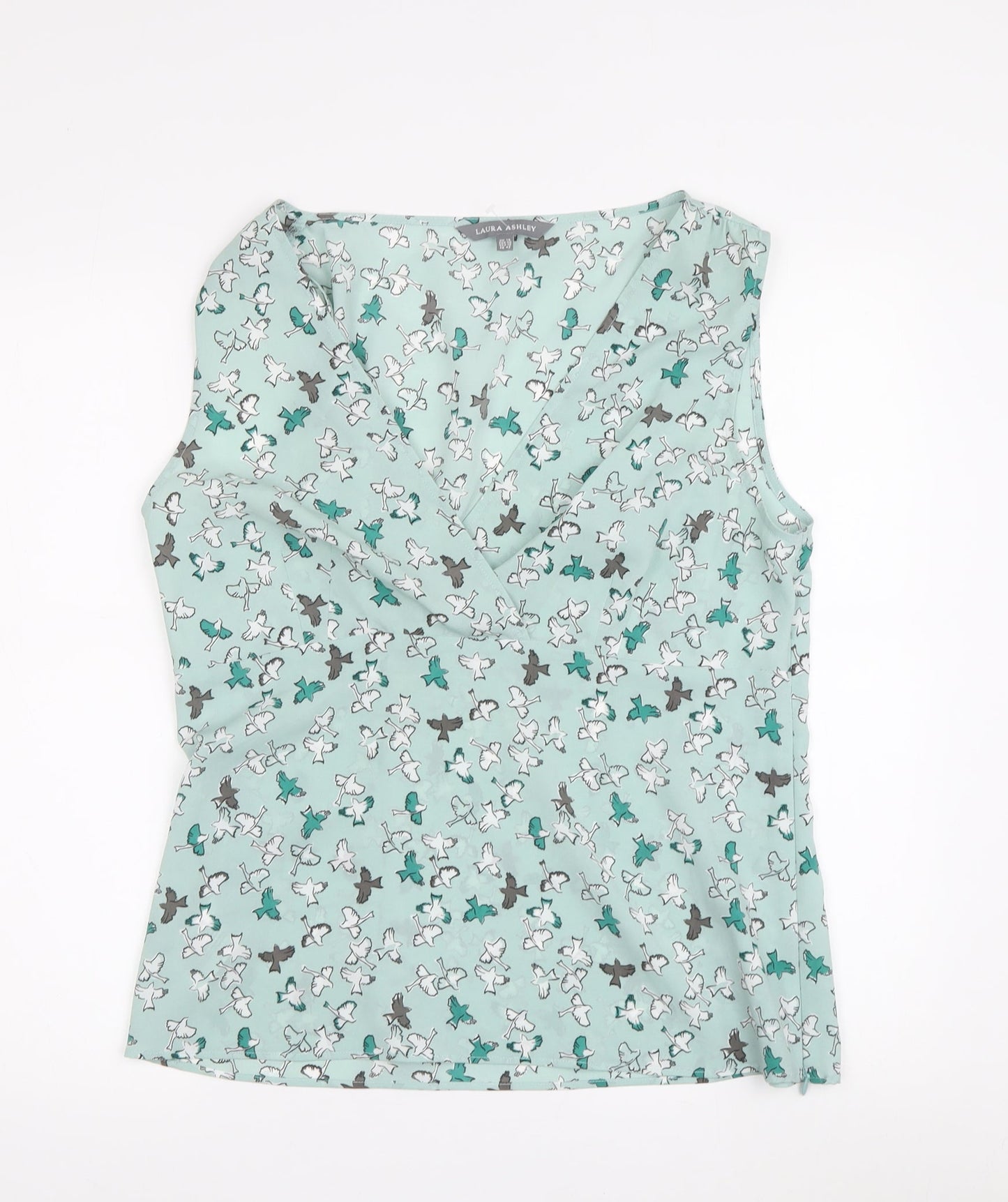Laura Ashley Women's Multicoloured Bird Print Wrap Blouse, Size 14