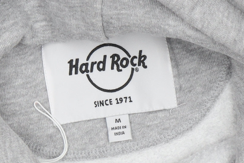 Hard Rock Unisex Grey Hoodie M Pullover Music Logo