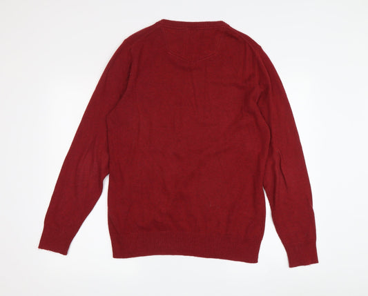 Fat Face Men's Red V-Neck Pullover Jumper S