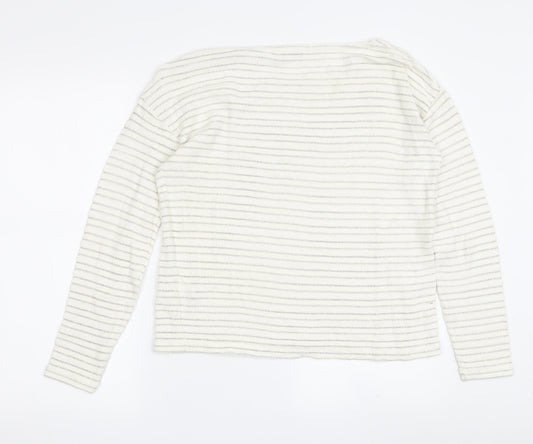 The White Company Women's Ivory Striped Knit Sweater Size 8