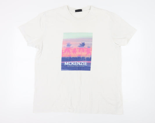 McKenzie Men's White Graphic Beach 2XL T-Shirt