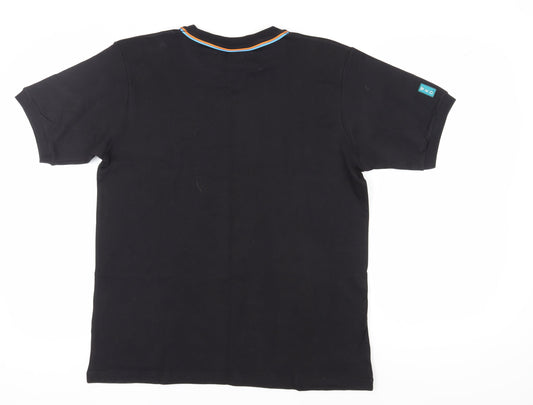 WKD Men's Black L T-Shirt Round Neck Cotton