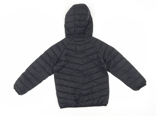 Marks and Spencer Boys Black Hooded Puffer Jacket 7-8Y