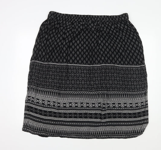 Damart Women's Black Geometric Plus Size Skirt