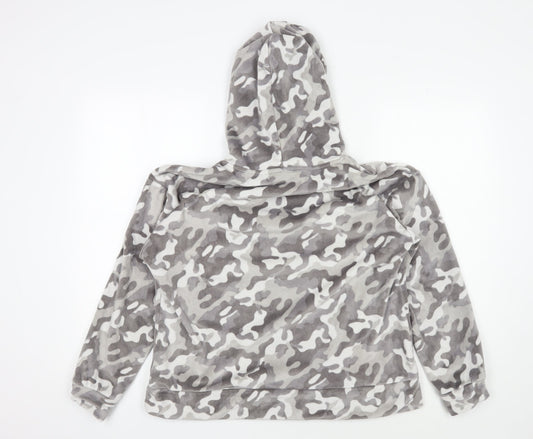 John Lewis Women's Grey Camouflage Hooded Lounge Top M
