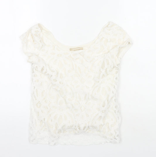 Womens UK Size XS Banana Republic Ivory Cotton Blend Blouse