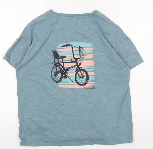FatFace Women's Blue Bicycle Graphic T-Shirt, Size 14