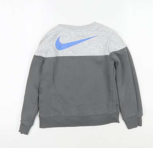 Nike Boys Grey Pullover Sweatshirt 6-7 Years Logo Casual